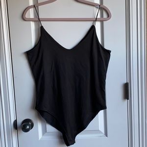 Gaze Spaghetti Strap Soft Black Bodysuit